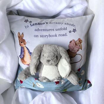 Personalised Children's Bunny Reading Cushion Cover, 3 of 4