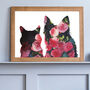 Custom Dog Cat Silhouette Pet Portrait Floral Art Print, thumbnail 3 of 6