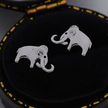 Mammoth Elephant Stud Earrings In Sterling Silver, 2 of 9