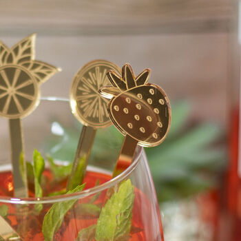 Set Of Five Cocktail Fruit Themed Drink Stirrers, 3 of 4