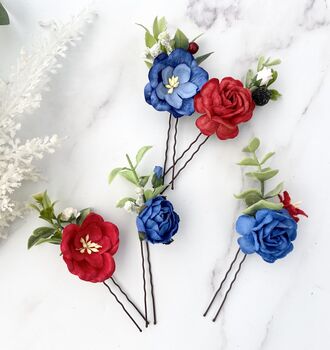 Red, White And Royal Blue Hair Pins, 2 of 5