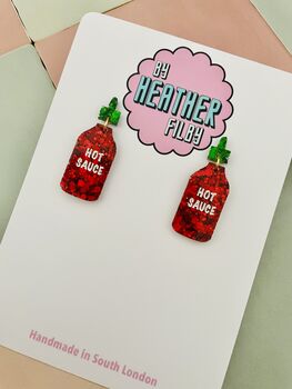Hot Sauce Glitter Resin Earrings, 3 of 4