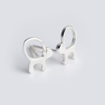 Sterling Silver Cat Stud Earrings, 2 of 5
