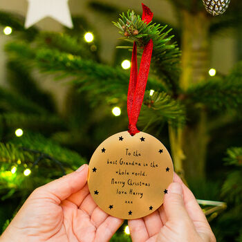 Personalised Message Gold Christmas Decoration, 4 of 7