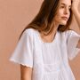 White Cotton Short Sleeve Nightdress 18th Century Vintage Embroidered Jane Austen Bridgerton Style, thumbnail 2 of 12