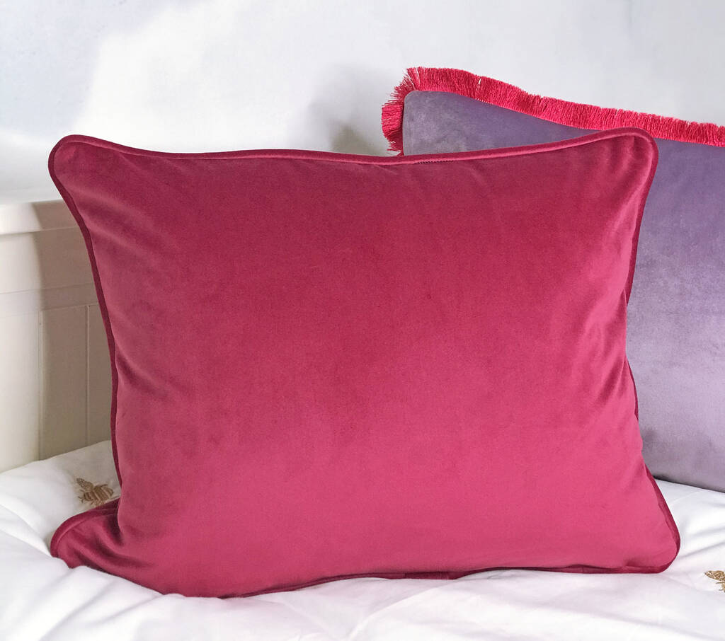Bright Pink Velvet Piped 13' x 18' Cushion Cover, 1 of 5