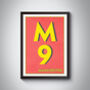 M9 Manchester Typography Postcode Print, thumbnail 3 of 8