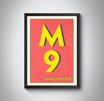 M9 Manchester Typography Postcode Print, 3 of 8