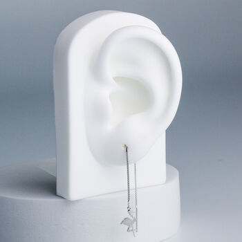 Sterling Silver Geometric Flamingo Threader Earrings, 3 of 5