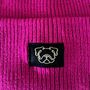 Deep Cuff Hot Pink Beanie With Embroidered British Bulldog, thumbnail 3 of 3