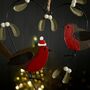 Robins And Mistletoe Hanging Heart Christmas Decoration, thumbnail 2 of 2