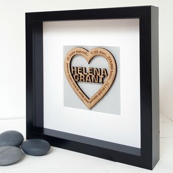 16th Silver Wedding Anniversary Personalised Oak Heart, 2 of 2