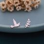 Sterling Silver Dove And Olive Branch Stud Earrings, thumbnail 3 of 10
