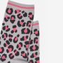 Women's Leopard Print Bamboo Socks Grey Pink, thumbnail 4 of 4