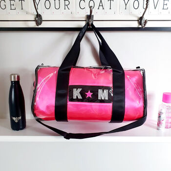 Pvc Kit Bag With Personalised Neon Pink Satin Liner, 4 of 4