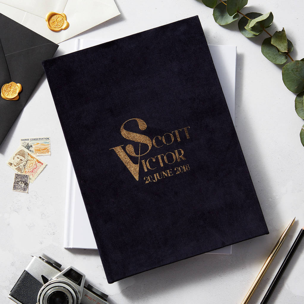 Luxury Velvet Personalised Name Wedding Guest Book By Thebridge Luxury Velvet Personalised Name Wedding Guest Book