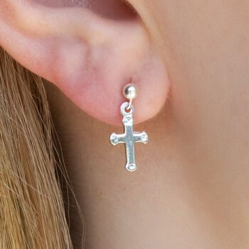 Sterling Silver Cross Earrings, 3 of 7