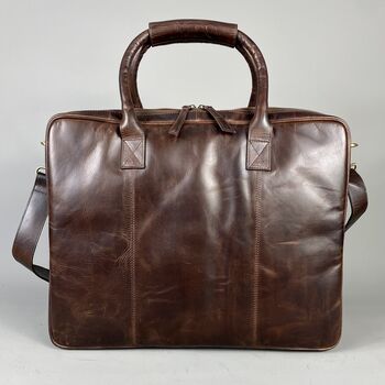Cognac Leather Laptop Carry All Bag, 3 of 8