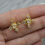 Rainbow Moonstone Gold Studs: Sterling Silver Earrings, thumbnail 5 of 7