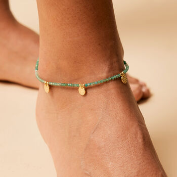 Be In Nature Green Onyx Gold Plated Anklet, 2 of 8
