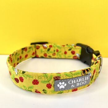 Yellow Bee And Strawberry Dog Collar And Lead, 2 of 7