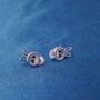 Silver Cz Stone Bunny Stud Earrings, Kids Studs, thumbnail 3 of 7