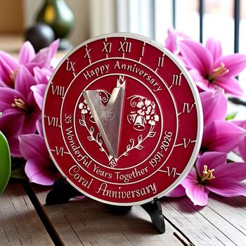35th Coral Anniversary Sundial Gift Celebration Present, 4 of 10