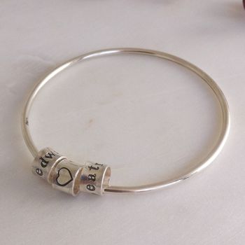 Personalised Silver Name Charm Bangle, 4 of 8