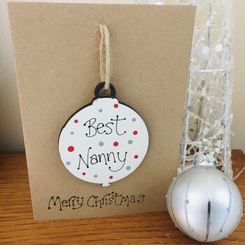 Personalised Nanny Bauble Xmas Card Decoration, 3 of 4
