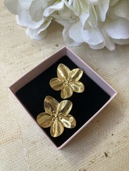 18 K Gold Plated Gold Flower Earrings, 4 of 6