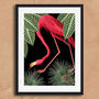 Flamingo Floral Vintage Style Art Print, thumbnail 4 of 5