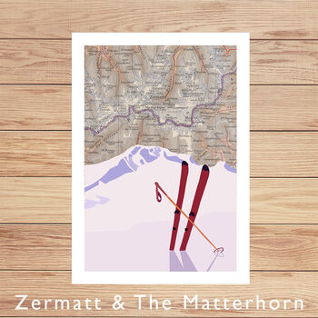 Vintage Map Ski Poster, 3 of 9