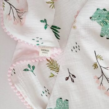 Handmade Personalised Muslin Baby Blanket, 6 of 9