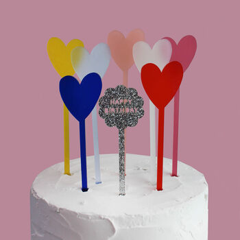 Multi Coloured Heart Shaped Cake Topper Set, 3 of 7