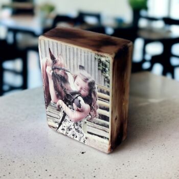 Personalised Wooden Block Photo Print With Burnt Edges, 3 of 8