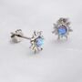 Tiny Sun Moonstone Stud Earrings In Sterling Silver, thumbnail 4 of 12