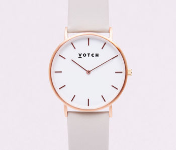Grey And Rose Gold Vegan Leather Watch, 2 of 3
