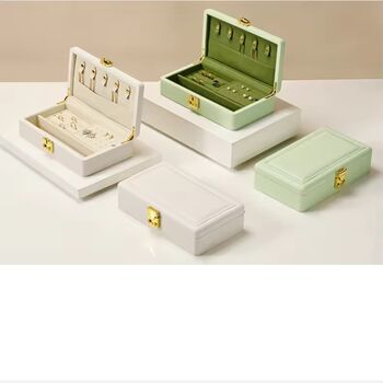 Monaco D’or Gold Sage Mint Emerald Ombré Travel Jewellery Large Gift Box, 4 of 4