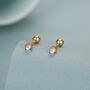 Sterling Silver Moonstone 18 G Screw Back Stud Earrings, thumbnail 6 of 12