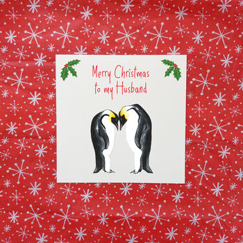 Personalised Penguin Couple Christmas Card, 3 of 7