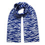 Tiger Wool And Cashmere Scarf Electric Blue, thumbnail 4 of 4