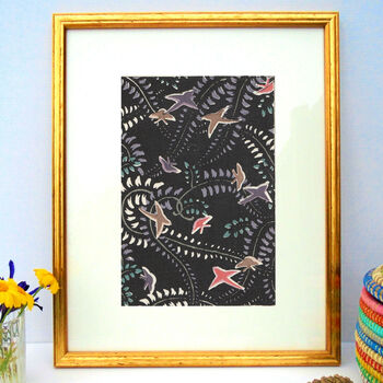 Birds And Butterflies Japanese Woodblock Print, 2 of 3