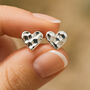 Silver Plated Hammered Heart Stud Earrings, thumbnail 4 of 5