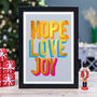 Hope Love Joy Golden Words Art Print, thumbnail 2 of 3