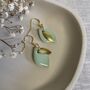 Ceramic Mint Leaf Dangle Earrings Gold Plated, thumbnail 1 of 6