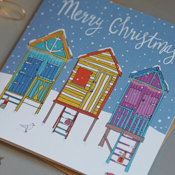 Norfolk Beach Huts Christmas Card, 2 of 3