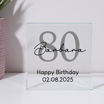 Personalised Birthday Name Glass Square Block, 8 of 8