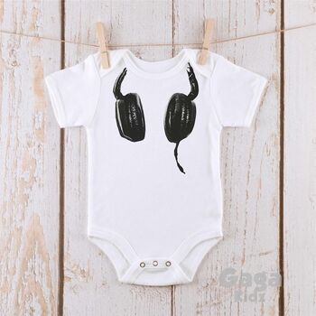 Dj Headphones Baby Bodysuit, 2 of 7