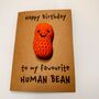 Human Bean Crochet Birthday Card Handmade, thumbnail 1 of 11