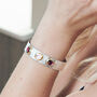 Morganite And Rhodolite Gemstone Textured Silver Cuff, thumbnail 2 of 6